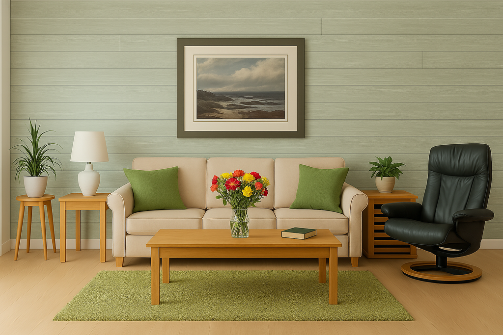 Green Tea "Brushed Grain" - 7 panels, approx. 1 m²